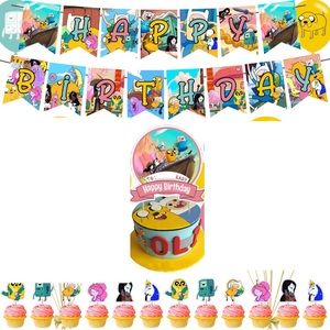 Adventure Time Party Decorations. Banners, cake toppers, & cupcake toppers.